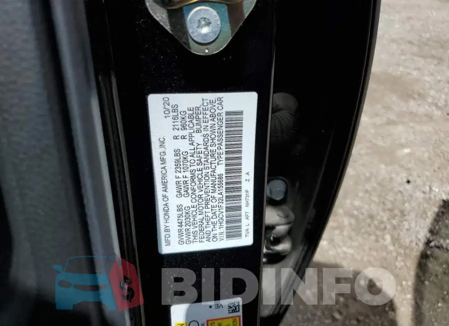 1HGCV1F32LA155686 Photo# 10