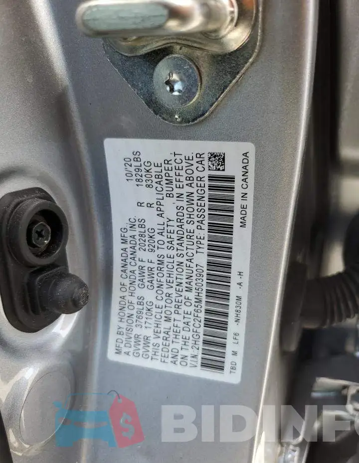 2HGFC2F65MH503907 Photo# 10