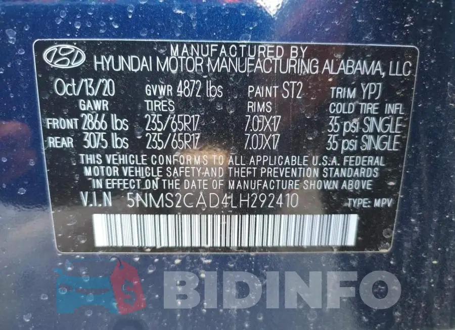 5NMS2CAD4LH292410 Photo# 10