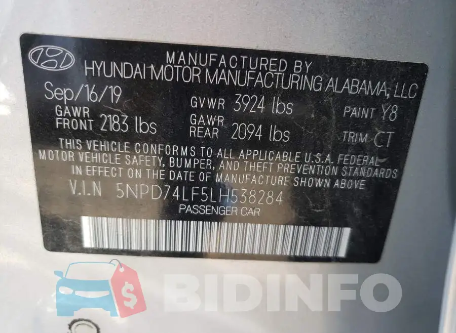 5NPD74LF5LH538284 Photo# 10