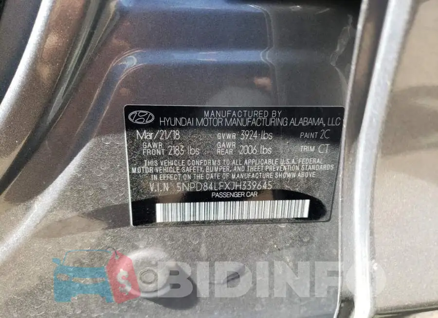5NPD84LFXJH339645 Photo# 10
