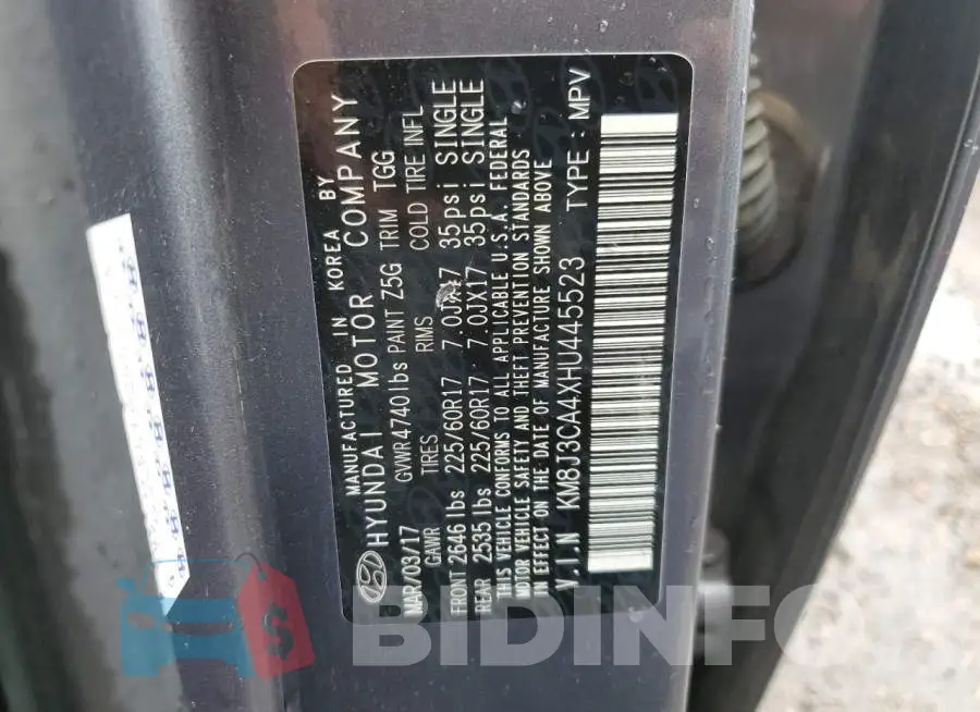 KM8J3CA4XHU445523 Photo# 10