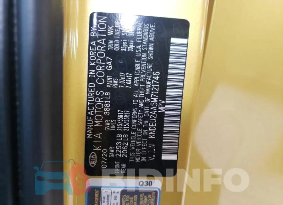 KNDEU2AA5M7121746 Photo# 10