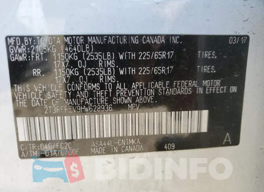2T3RFREV9HW628936 Photo# 10