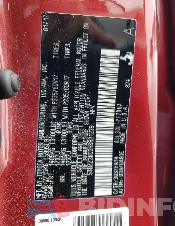 5TDZZ3DC2HS821239 Photo# 10