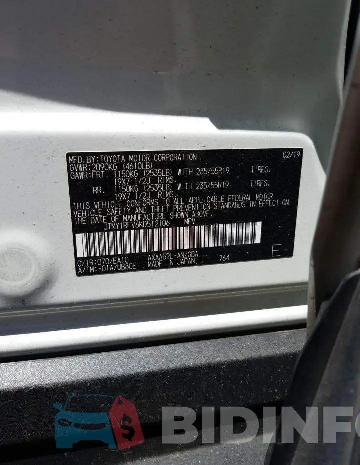 JTMY1RFV6KD512106 Photo# 10