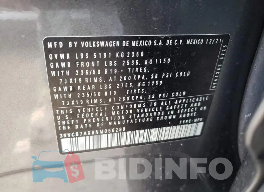3VVCB7AX8NM056298 Photo# 10
