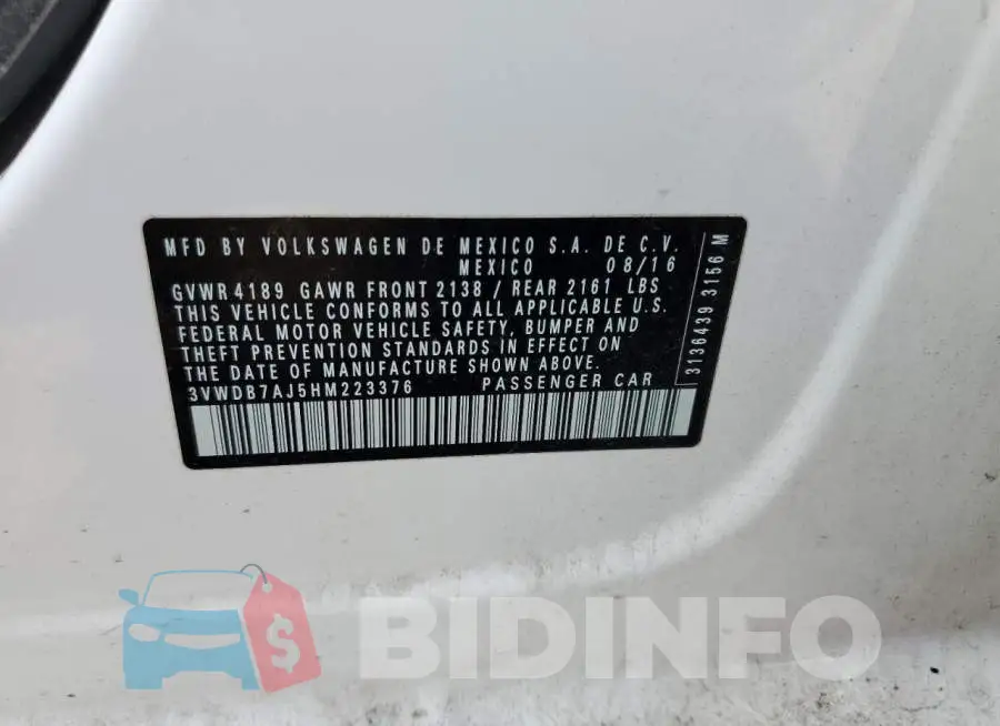 3VWDB7AJ5HM223376 Photo# 10