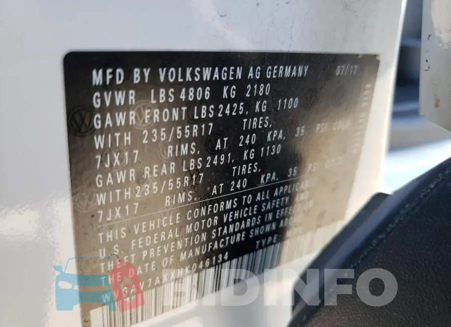 WVGAV7AXXHK046134 Photo# 10