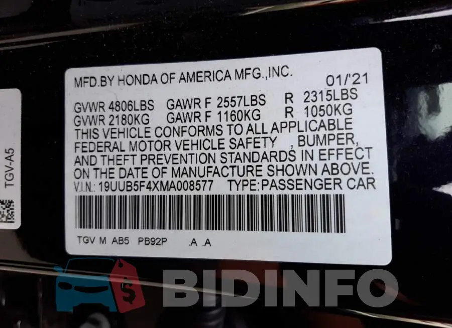 19UUB5F4XMA008577 Photo# 10