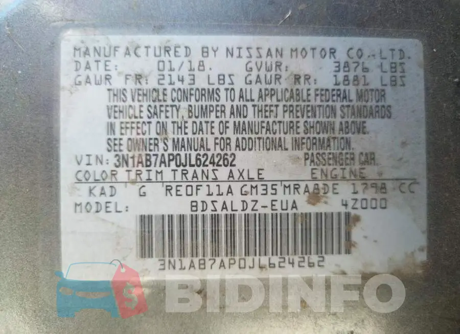 3N1AB7AP0JL624262 Photo# 10