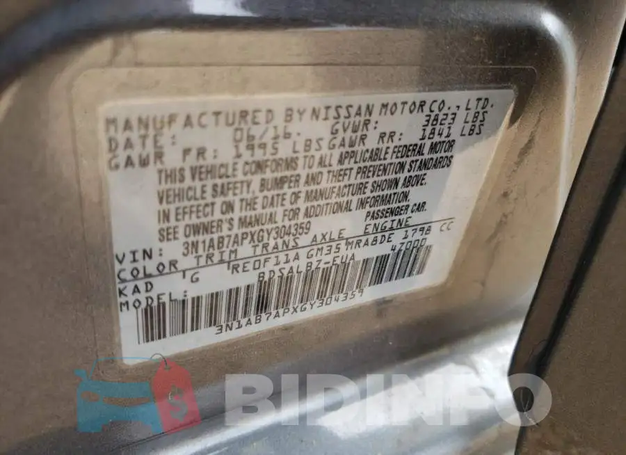 3N1AB7APXGY304359 Photo# 10