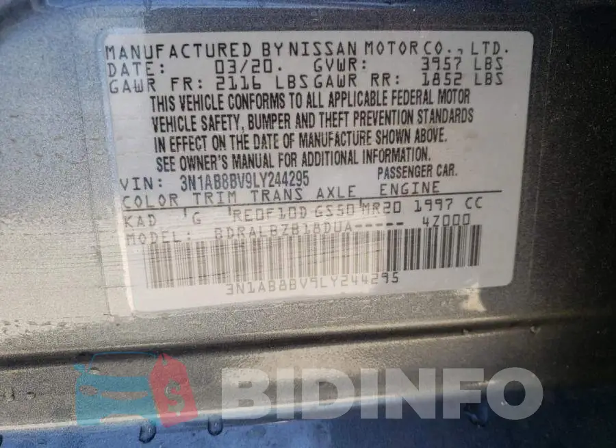 3N1AB8BV9LY244295 Photo# 10