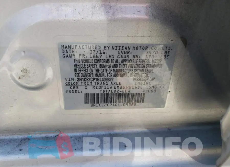 3N1CE2CP1GL409322 Photo# 10