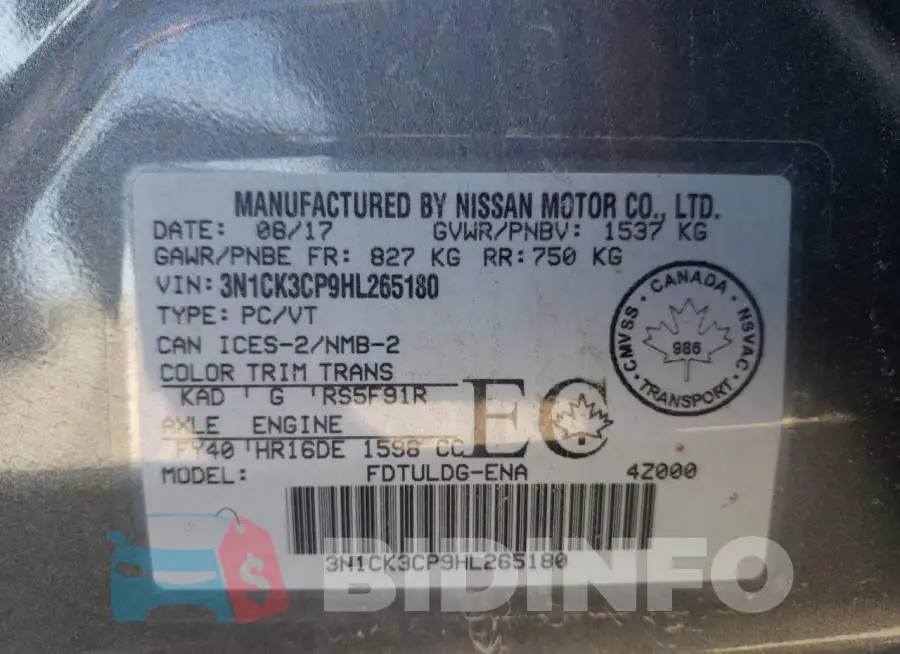 3N1CK3CP9HL265180 Photo# 10