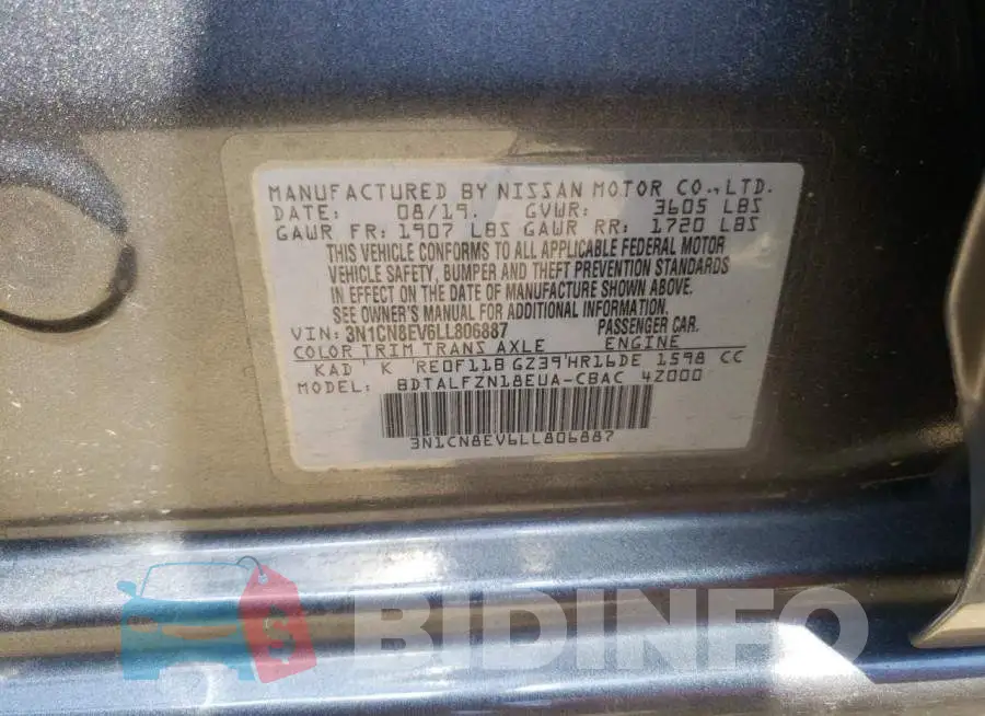 3N1CN8EV6LL806887 Photo# 10