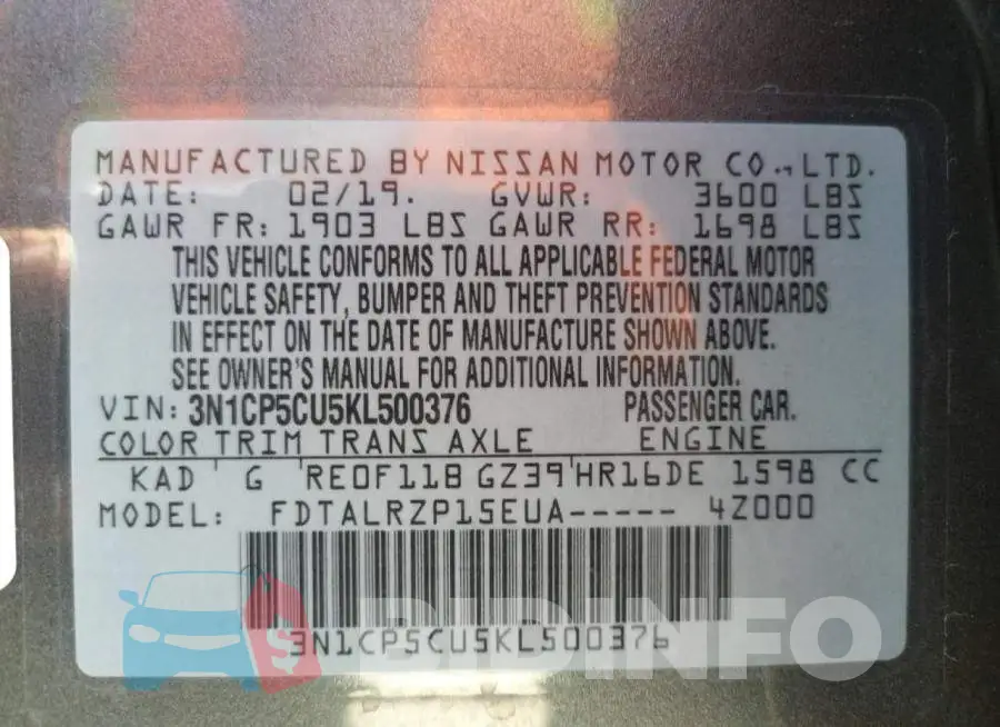 3N1CP5CU5KL500376 Photo# 10