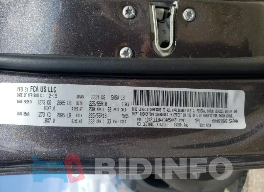1C4PJLLB4KD405445 Photo# 10