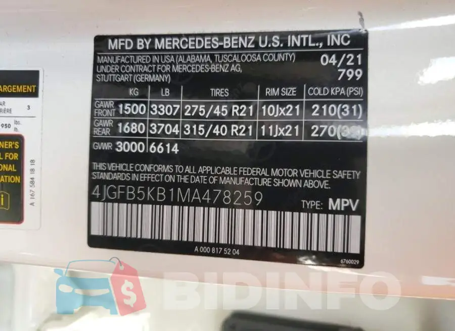 4JGFB5KB1MA478259 Photo# 10