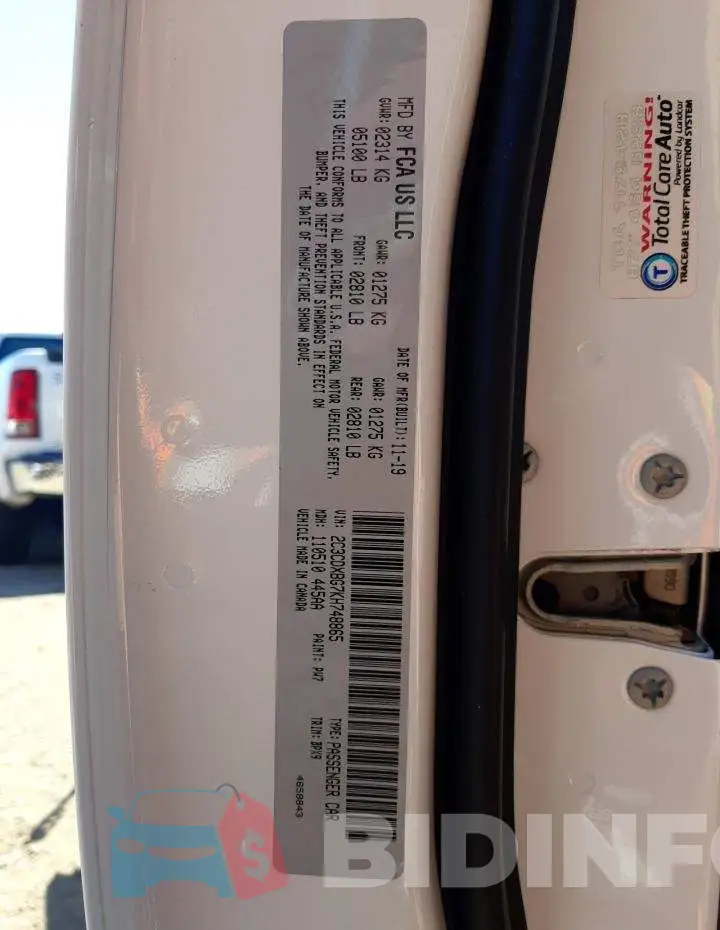 2C3CDXBG7KH748865 Photo# 10
