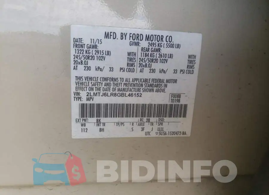 2LMTJ6LR8GBL46152 Photo# 10