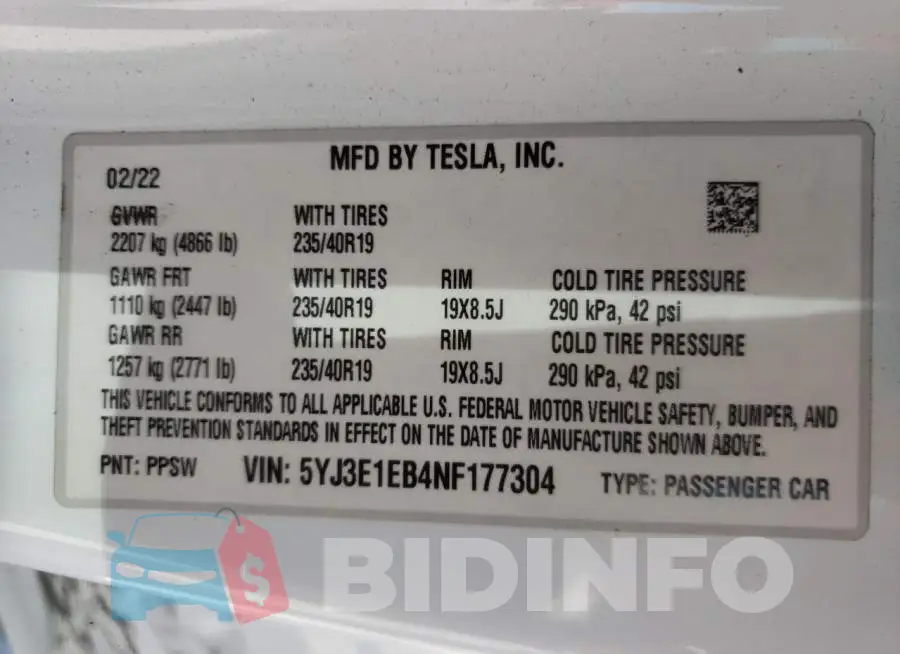 5YJ3E1EB4NF177304 Photo# 10