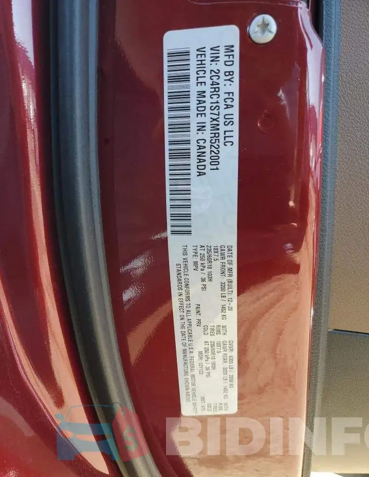 2C4RC1S7XMR522001 Photo# 10