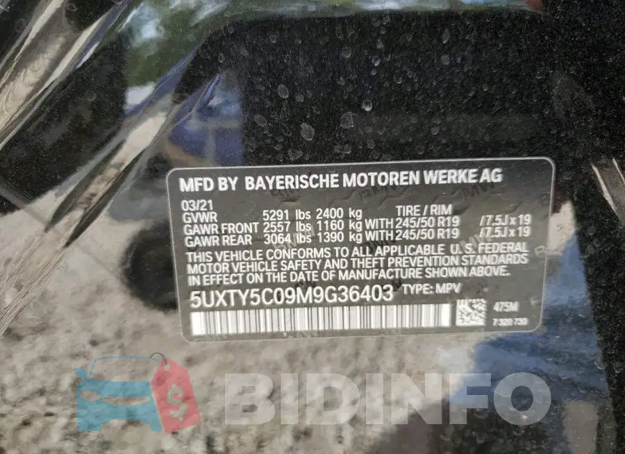 5UXTY5C09M9G36403 Photo# 10
