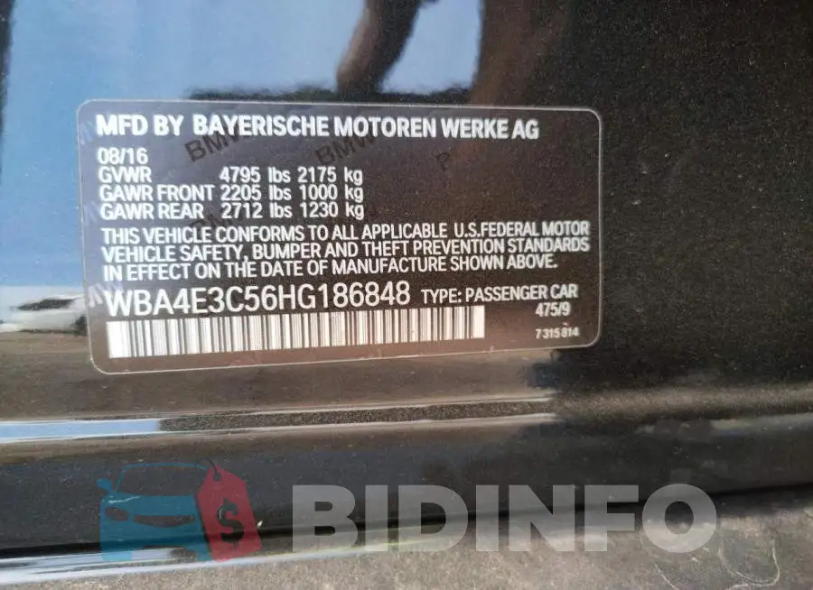 WBA4E3C56HG186848 Photo# 10
