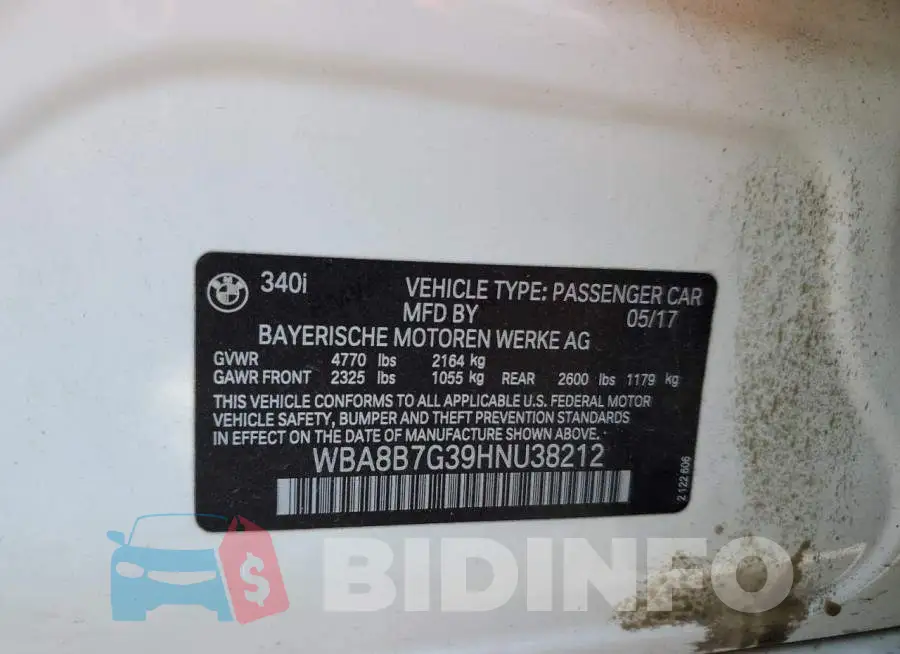 WBA8B7G39HNU38212 Photo# 10