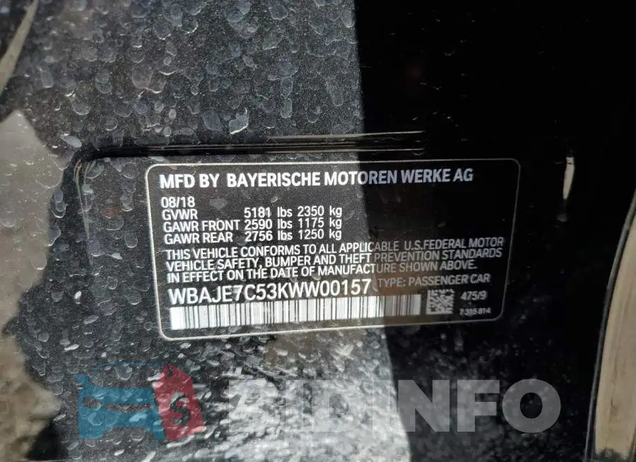 WBAJE7C53KWW00157 Photo# 10