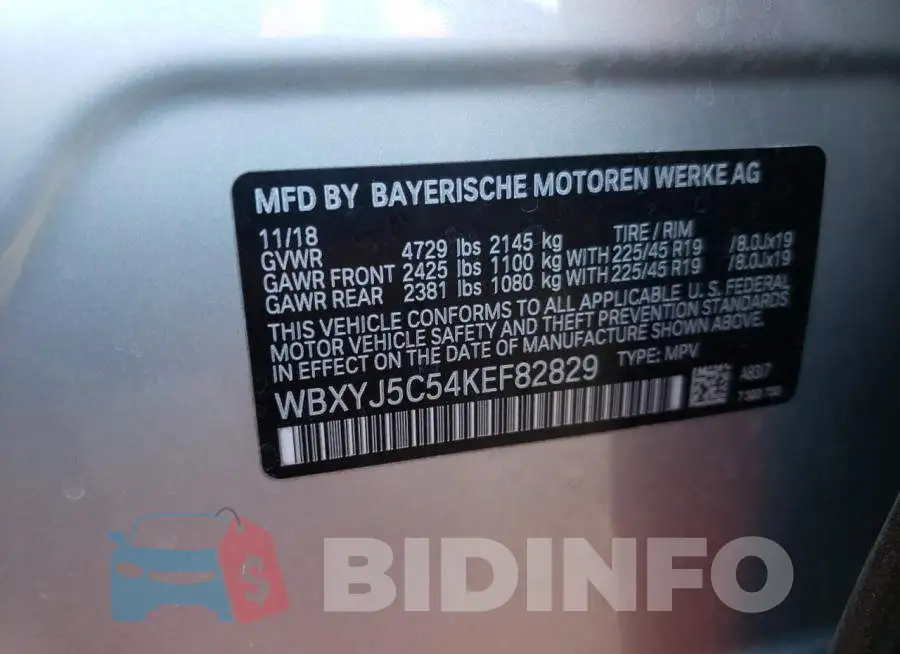 WBXYJ5C54KEF82829 Photo# 10