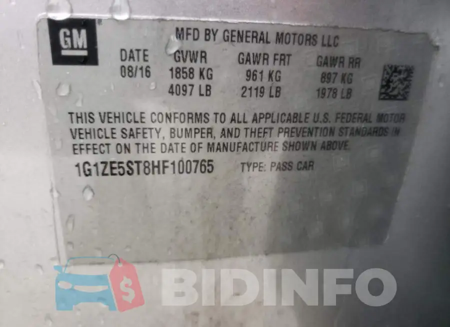 1G1ZE5ST8HF100765 Photo# 10