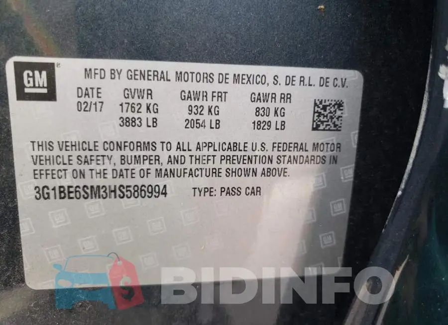 3G1BE6SM3HS586994 Photo# 10