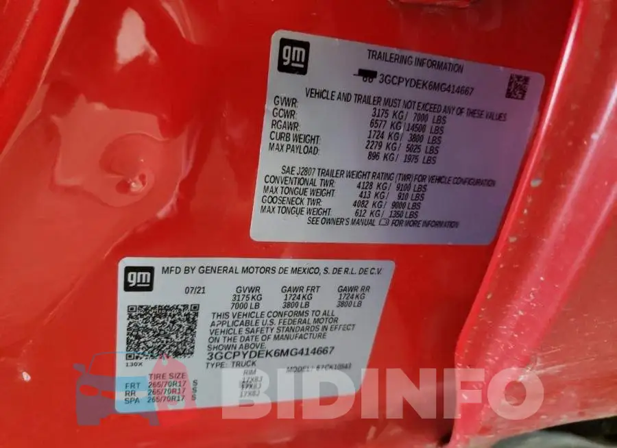 3GCPYDEK6MG414667 Photo# 10