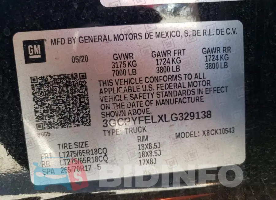 3GCPYFELXLG329138 Photo# 10