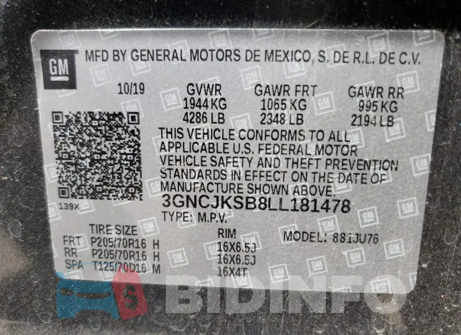 3GNCJKSB8LL181478 Photo# 10