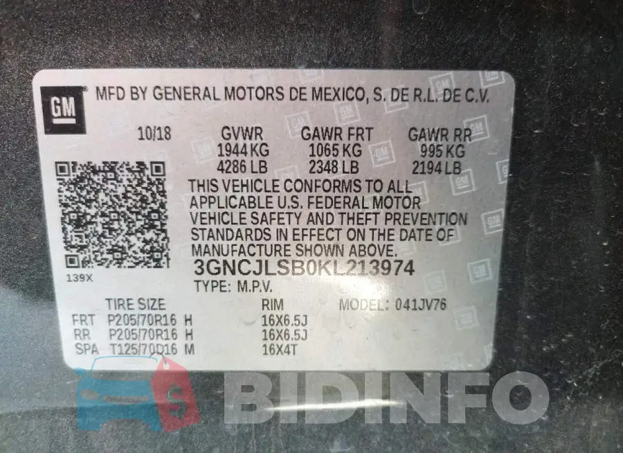 3GNCJLSB0KL213974 Photo# 10