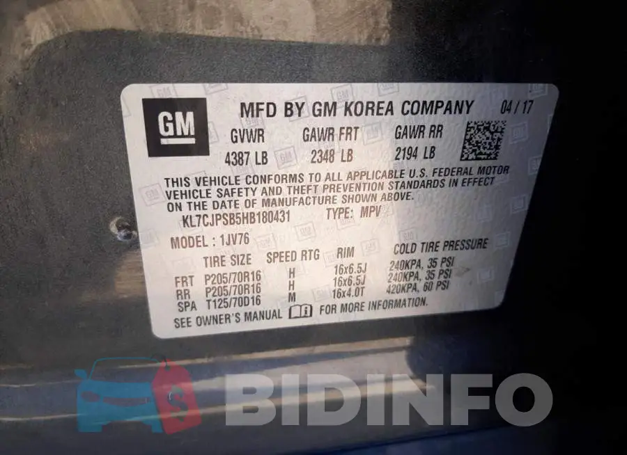 KL7CJPSB5HB180431 Photo# 10