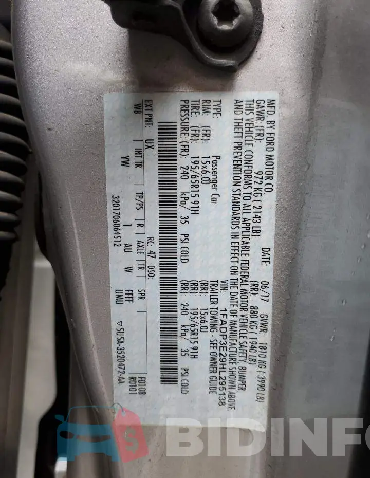 1FADP3E29HL295138 Photo# 10