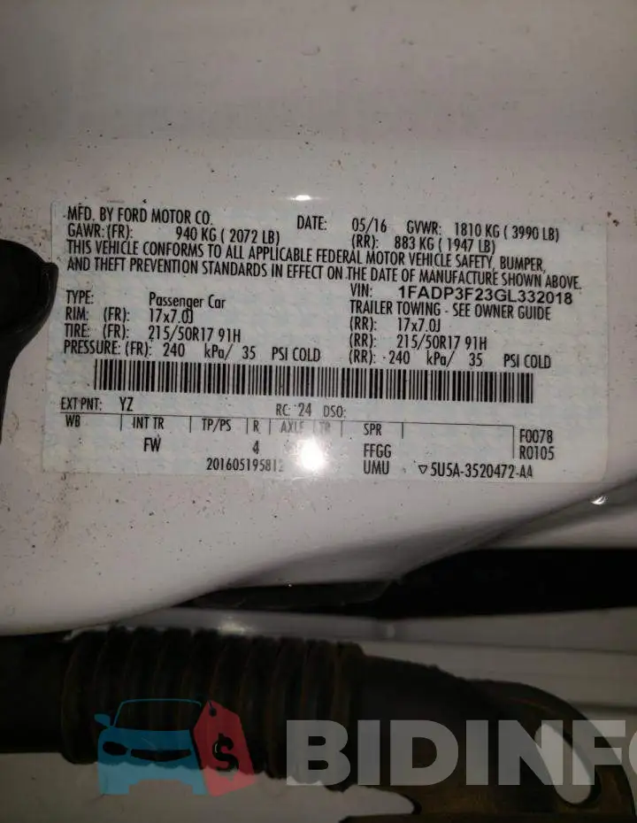 1FADP3F23GL332018 Photo# 10
