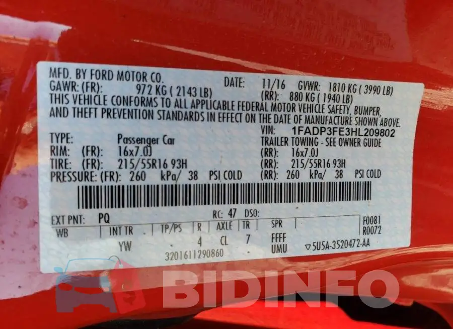 1FADP3FE3HL209802 Photo# 10