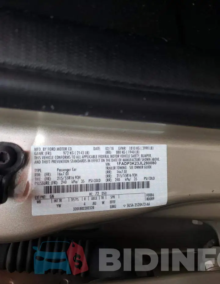1FADP3K23JL280080 Photo# 10