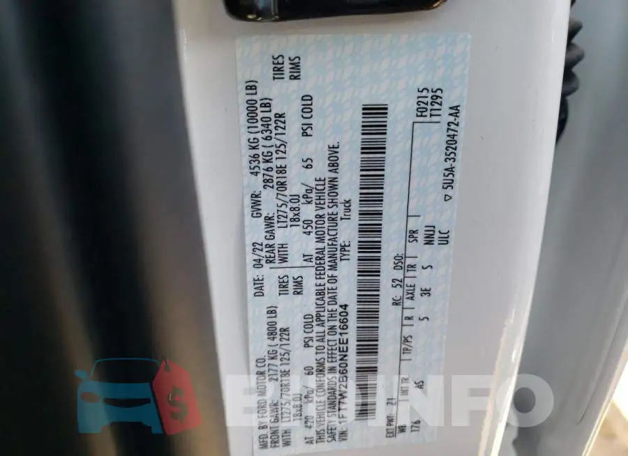 1FT7W2B60NEE16604 Photo# 10