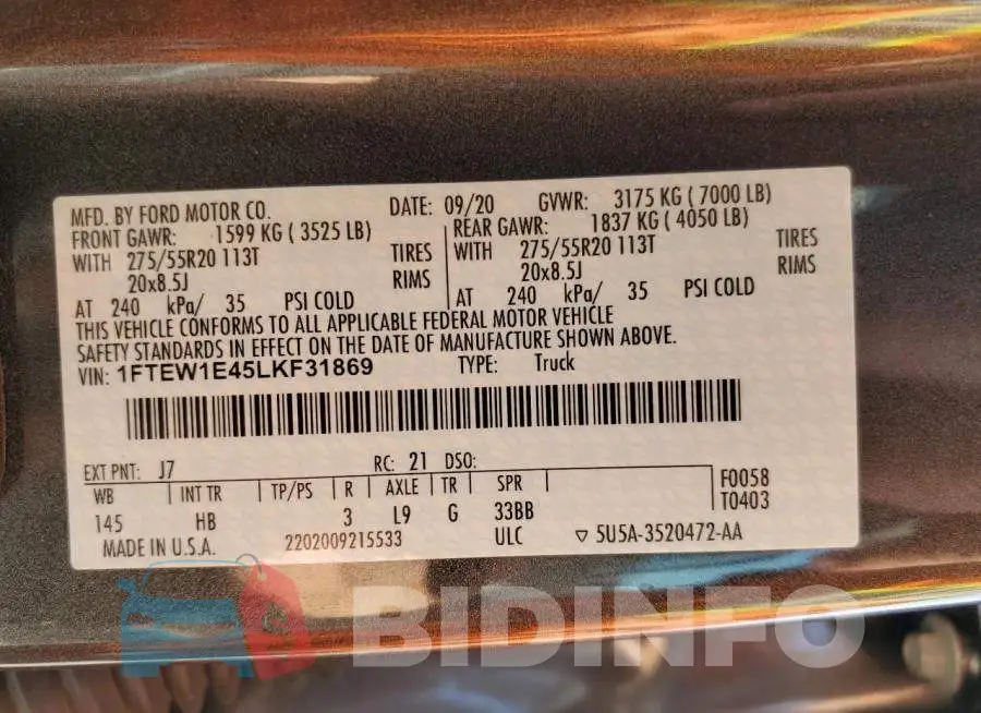 1FTEW1E45LKF31869 Photo# 10