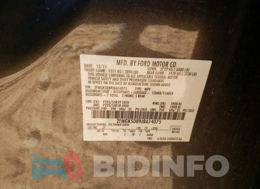 2FMGK5D89JBA14075 Photo# 10