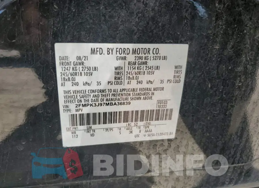 2FMPK3J97MBA36839 Photo# 10