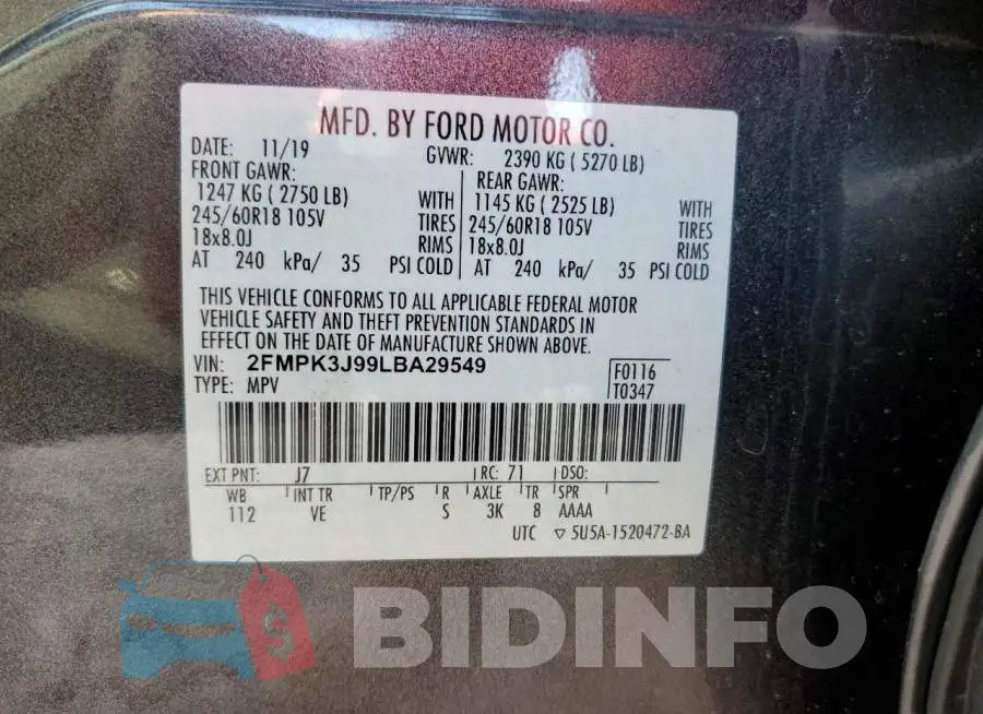 2FMPK3J99LBA29549 Photo# 10