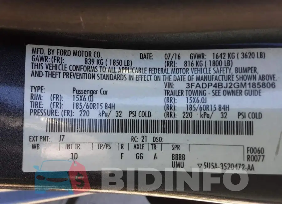 3FADP4BJ2GM185806 Photo# 10