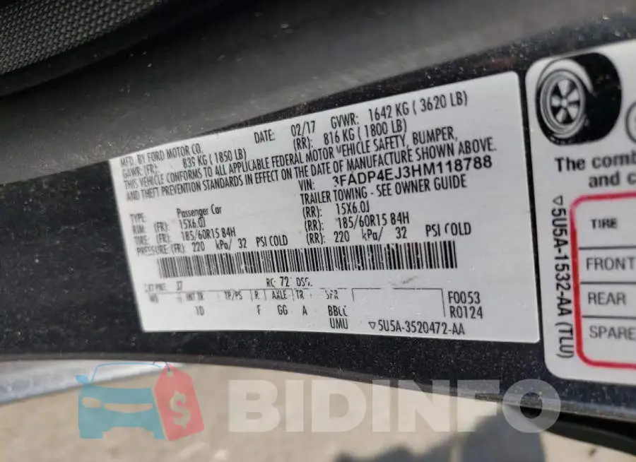 3FADP4EJ3HM118788 Photo# 10